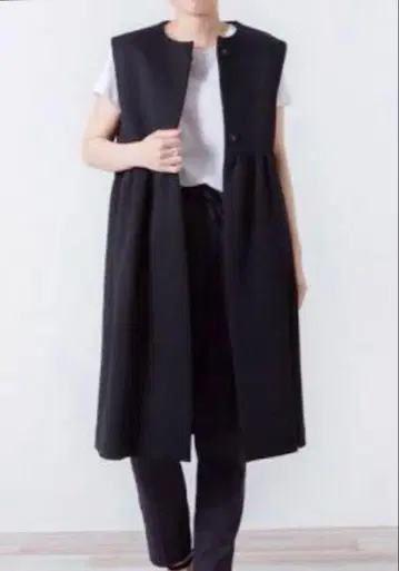 Yori 하이웨스트 개더 베스트 블랙 프리 사이즈