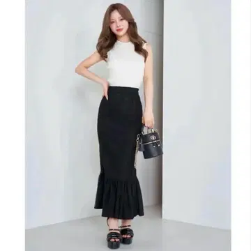 Darich 레이스 콤비 플레어 롱 스커트