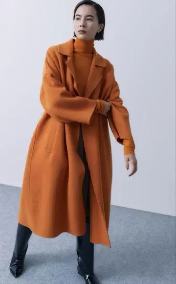 STUNNING LURE 오렌지 롱 코트 M