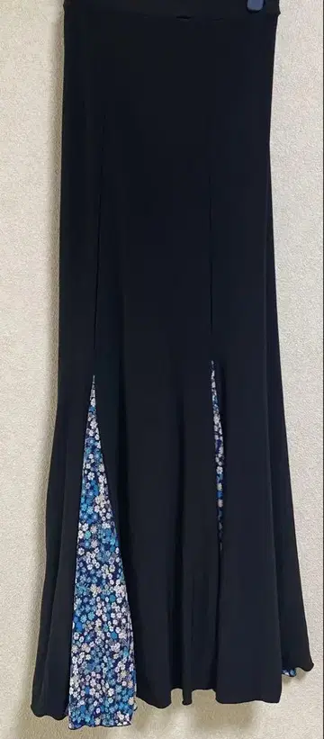 블랙 꽃무늬 플라멩코 연습용 스커트