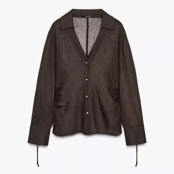ZARA 미사용 새상품 리본 포함 세미 시스루 셔츠