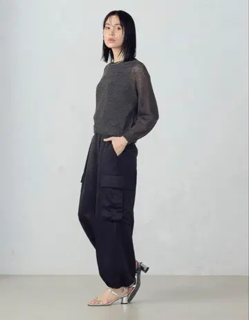 밴딩 사이즈 매트 새틴 카고 팬츠