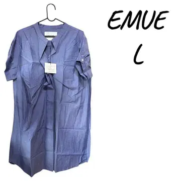 [ 새상품 ] EMUE 반팔 셔츠 L 블루 정가 18,800엔