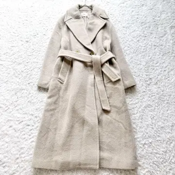 IENA 알파카 샤기 롱 오버 사이즈 코트 벨트 베이지 M