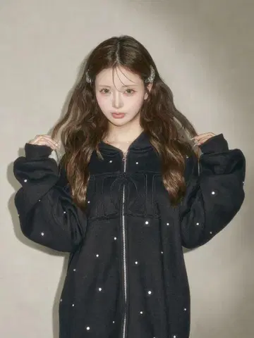 Darich DD 로고 비쥬 지퍼 후드티/black 다리치