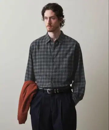 스티븐 앨런 옴브레 체크 플란넬 레귤러 카라 셔츠