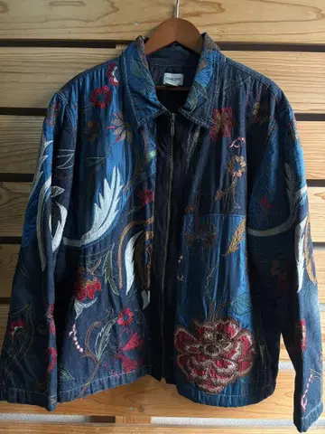 CHICO'S 치코스 인도산 올 패턴 이소재 디자인 데님 자켓
