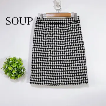SOUP [9] 타이트 스커트 무릎 기장 하운드투스 패턴 모