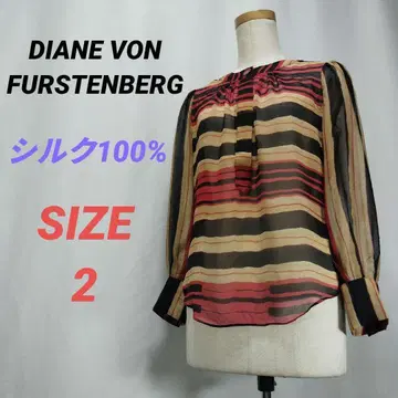 DIANE VON FURSTENBERG 블라우스 실크100% 보더