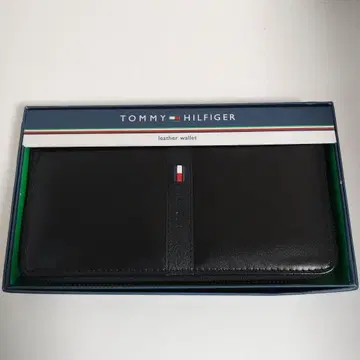 TOMMY HILFIGER 블랙 가죽 장지갑