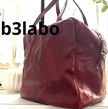 b3labo 핸드백 백 백 빨간색 미니 보스턴 가방 가죽 가죽