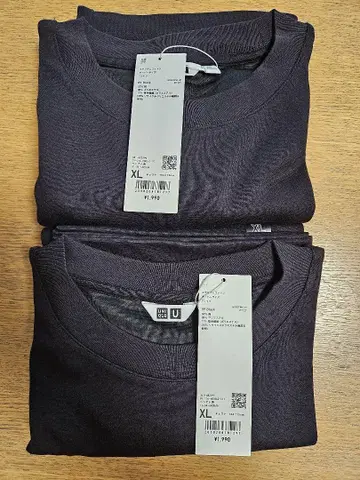 UNIQLO 에어리즘 코튼 오버사이즈 T셔츠 XL 블랙 2장