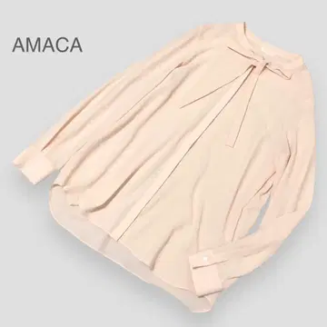 새상품급 AMACA 아마카 워셔블 보타이 조젯 블라우스 40 삼양상회