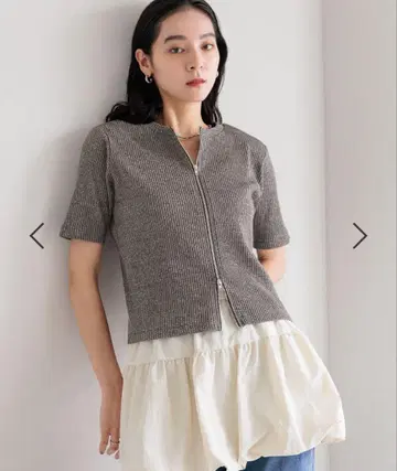 LOWRYSFARM WZIP 리브 가디건 숏