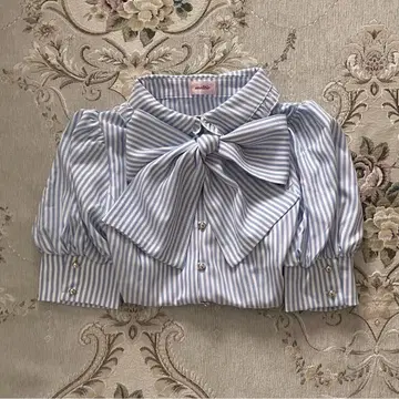 meltie stripe 2way ribbon tie blouse