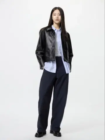 UNIQLO 저지 배럴 레그 팬츠 (택 포함)