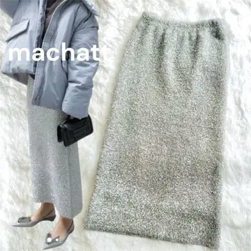 machatt 마차트 글리터 니트 스커트 실버 라메
