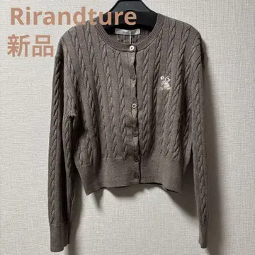 [ 새상품 ] Rirandture 캣 자수 케이블 짜임 니트 모카
