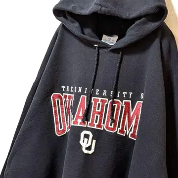 챔피온 오클라호마 대학 자수 후드 맨투맨 블랙 2XL 구제 의류