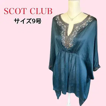 SCOT CLUB 비쥬 쉬폰 튜닉 9호 그린 블라우스 루즈핏