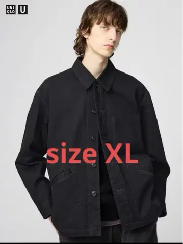 [새상품] UNIQLO U 오버사이즈 컬러 데님 자켓 블랙 XL