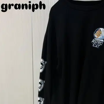 graniph 롱 T셔츠 고양이 블랙