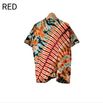 RED T셔츠 타이 다이 패턴 미국제 USA 반팔 개성 면 둥근넥 L