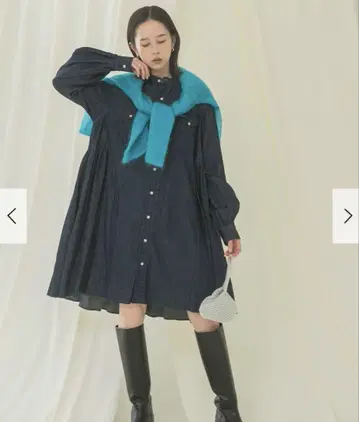 네이비 버튼 셔츠 드레스