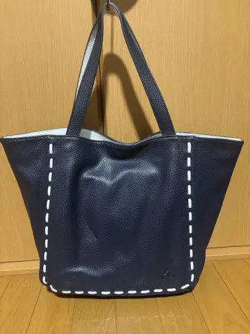 키타무라 새상품급 네이비 토트백 파우치 포함