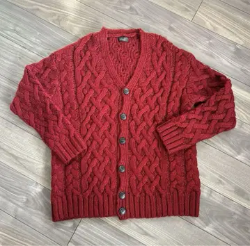 ZARA MAN 케이블 니트 가디건 빨간색 M