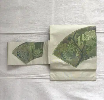 나고야 오비 명주 연한 녹색