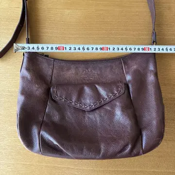 다코타 선형 브라운 가죽 숄더백 used Dakota