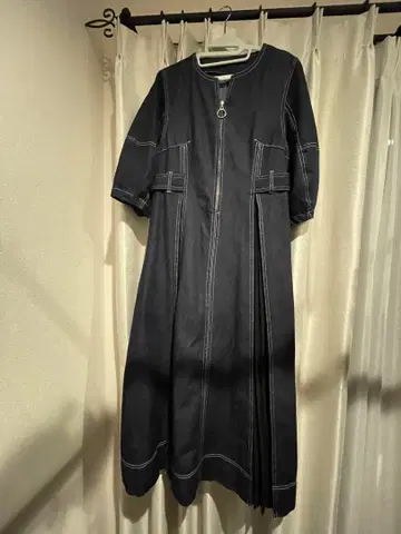 다크 블루 롱 원피스 집업