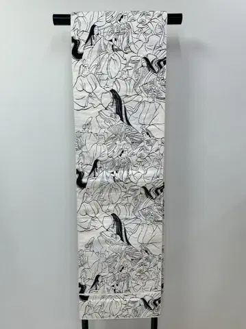 후쿠로 오비 c-5 샤레 오비, 겐지 그림, 자수