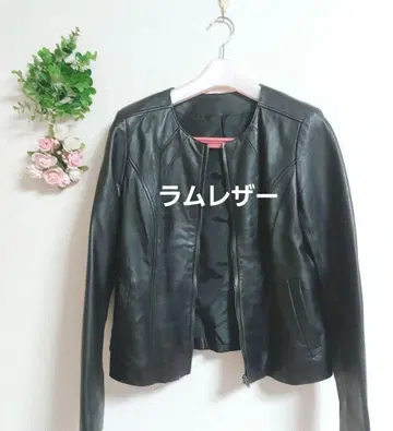 새상품급 양가죽 블랙 가죽 노카라 자켓 L