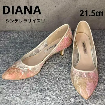 새상품급 DIANA 다이애나 레이스 펌프스 21.5cm 핑크 화이트
