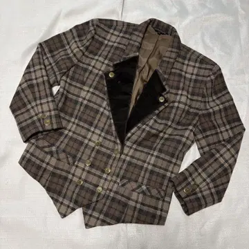 import rossa 체크 무늬 더블 버튼 자켓 골드 버튼