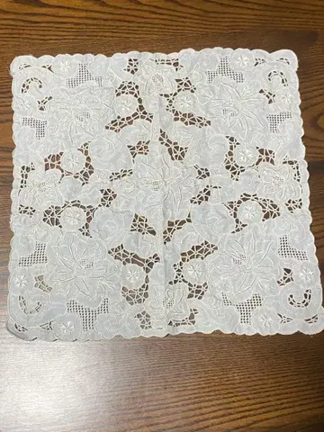 산터우 자수 손수건 화이트