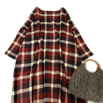 45r 기마 트위드 체크 원피스 루즈핏