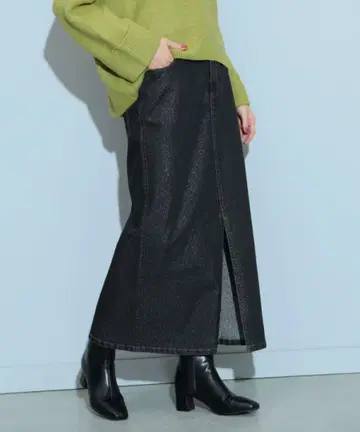 BEAMS HEART 라메 데님 타이트 스커트