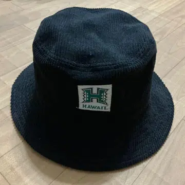 버킷햇 코듀로이 블랙 HAWAII 그린 로고 kahiko