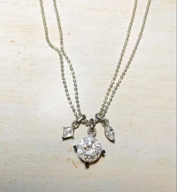 핑키앤다이안 지르코니아 실버 더블 체인 목걸이