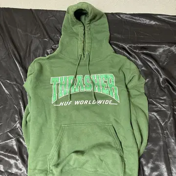 THRASHER HUF 그린 후드티
