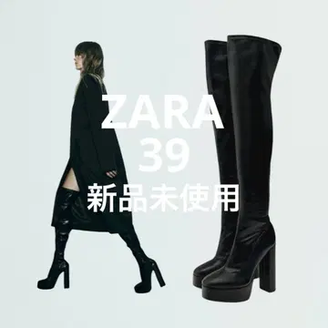 [ 미사용 새상품 ] ZARA 자라 [39] 니하이 롱 부츠 블랙 하이힐