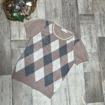 PRIME PATTERN 프라임 패턴 아가일 무늬 반팔 니트