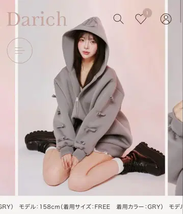 DD 리본 지퍼 후드티 darich