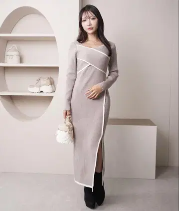립서비스 백리본 바이컬러 라인 원피스