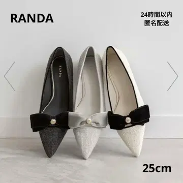RANDA 벨로아 리본 클래시컬 플랫 펌프스 GRAY