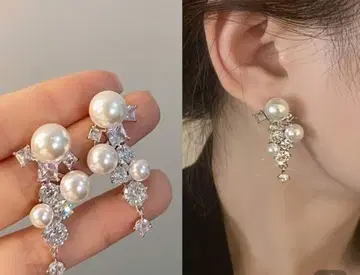 펄과 크리스탈 드롭 귀걸이