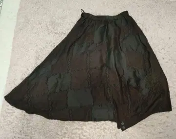 자우 비대칭 플레어 스커트 블랙 40